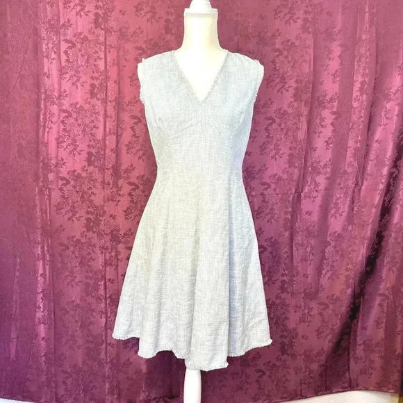 Rebecca Taylor Slub Suiting Dress Grey Tweed A Line Dress Women's Size 8 - Picture 3 of 10